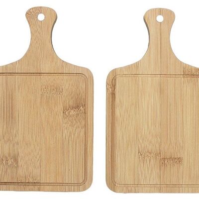 Planche de service, lot de 2, en bambou naturel (L/H/P) 19x1x11cm