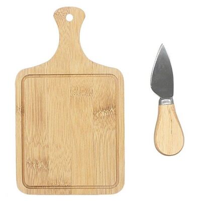 Tabla de servir con cuchillo para queso de bambú natural (An/Al/Pr) 19x1x11cm