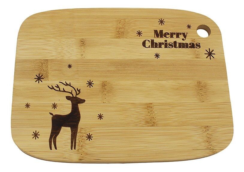 Frühstücksbrettchen, Merry Christmas aus Bambus natur (B/H/T) 21x1x16cm