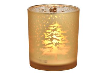 Lanterne décor forêt d'hiver en verre à champagne (L/H/P) 9x10x9cm