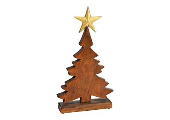 Support pour sapin de Noël en bois de manguier marron (L/H/P) 23x43x6cm