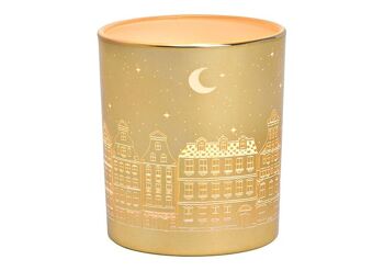 Lanterne décor maison de ville en verre doré (L/H/P) 9x10x9cm