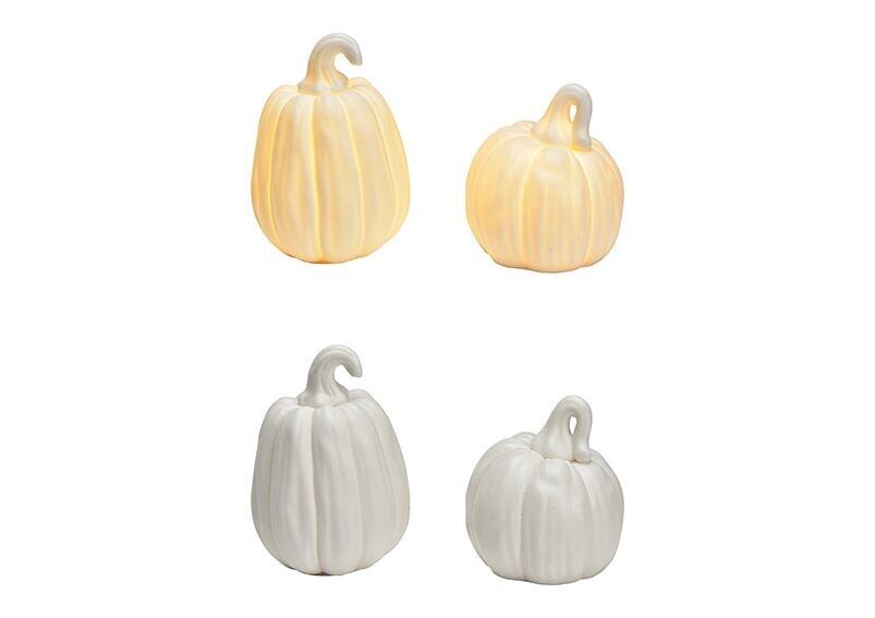 Pumpkin with light, battery operation 3xLR44 not included, made of white porcelain 2-fold, (W/H/D) 7x10x7cm 7x8x7cm