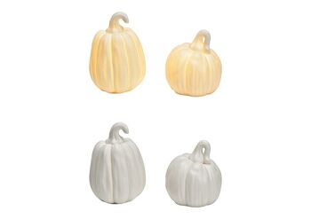 Citrouille avec lumière, fonctionnement sur piles 3xLR44 non incluses, en porcelaine blanche 2 fois, (L/H/P) 7x10x7cm 7x8x7cm