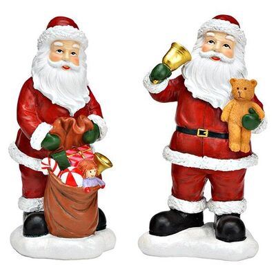 Babbo Natale in poliestere colorato 2 volte, (L/A/P) 13x24x9 cm