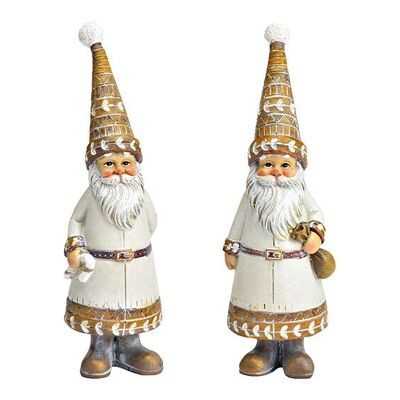 Babbo Natale in poliestere naturale 2 volte, (L/A/P) 4x15x4 cm