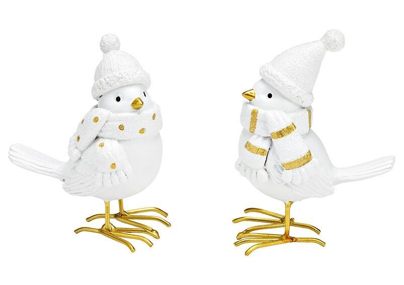 Vogel aus Poly weiß 2-fach, (B/H/T) 5x10x8cm