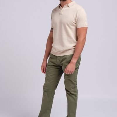 Trousers 97%co 3%sp 209823 kaki (size un)