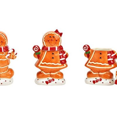 Dose Lebkuchen Figur aus Keramik bunt 2-fach, (B/H/T) 10x15x6cm