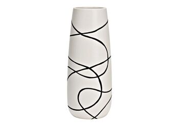 Vase en céramique blanc, noir (L/H/P) 10x25x10cm