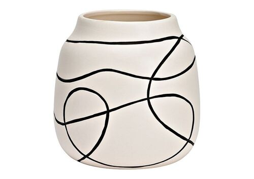 Vase aus Keramik weiß, schwarz (B/H/T) 16x15x16cm