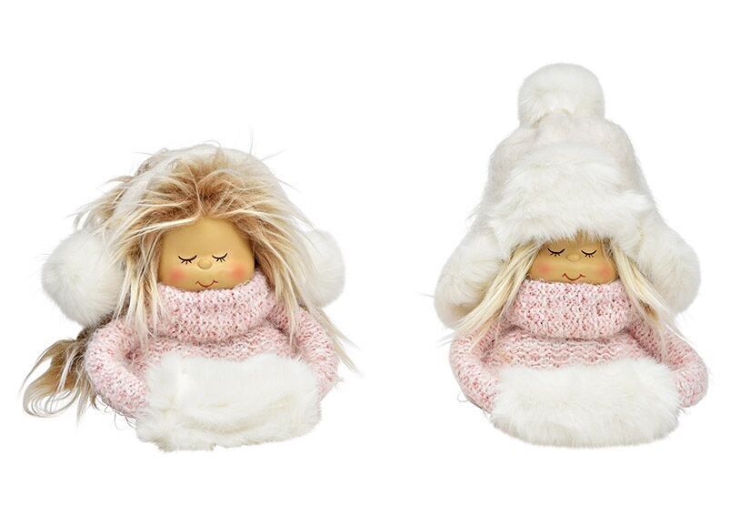 Winter child made of textile pink/rose 2-fold, (W/H/D) 20x20x8cm