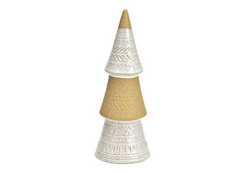 Tannenbaum aus Porzellan beige (B/H/T) 8x22x8cm