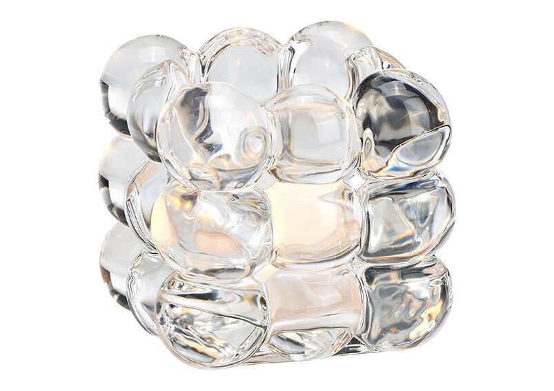 Teelichthalter aus Glas transparent (B/H/T) 8x8x8cm