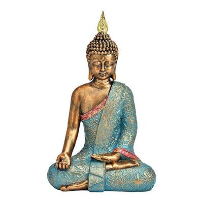 Buddha aus Poly türkis, gold (B/H/T) 19x30x11cm