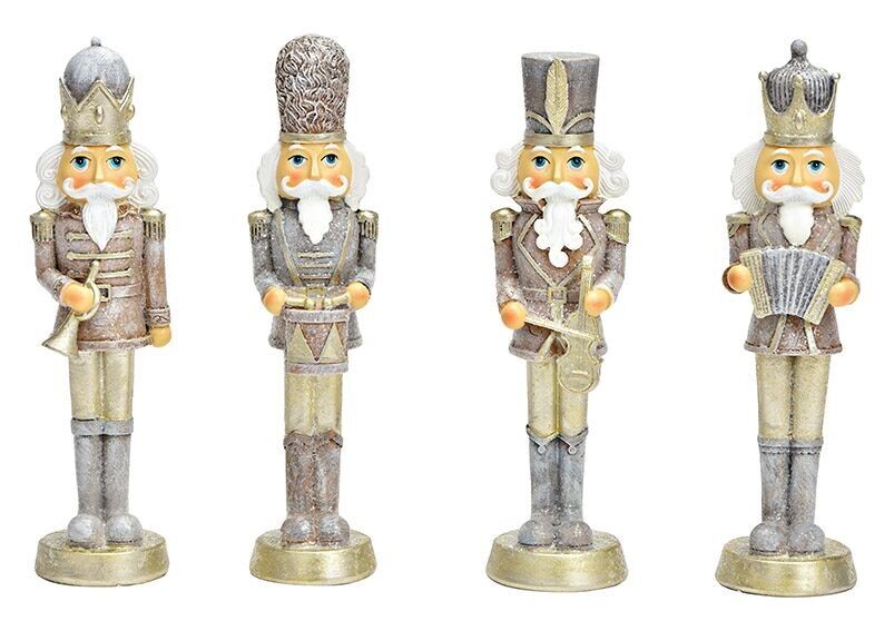 Nussknacker aus Poly weiß, beige 4-fach, (B/H/T) 4x17x4cm