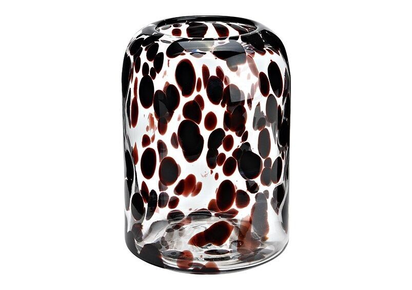 Vase Punkten Dekor aus Glas transparent, braun (B/H/T) 13x18x13cm