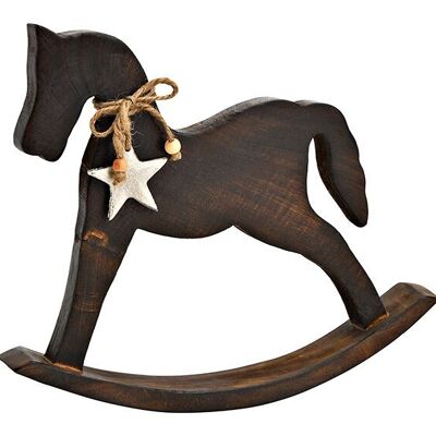 Cavallo a dondolo in legno di mango marrone (L/A/P) 30x26x5 cm