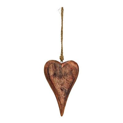 Hänger Herz aus Mangoholz braun (B/H/T) 12x19x3cm