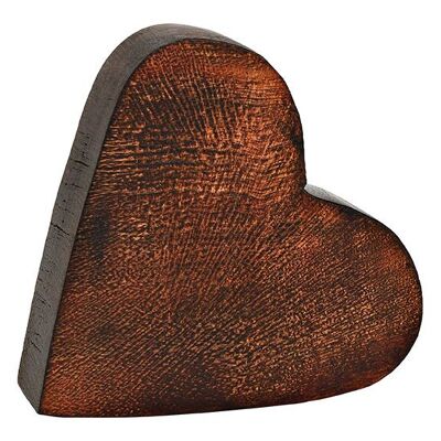 Corazón de madera de mango marrón (An/Al/Pr) 14x13x4cm