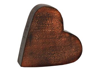 Coeur en bois de manguier marron (L/H/P) 14x13x4cm