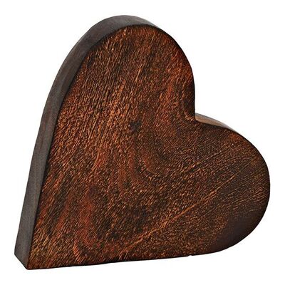 Corazón de madera de mango marrón (An/Al/Pr) 19x18x4cm