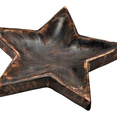 Cuenco decorativo en forma de estrella de madera de mango marrón (An/Al/Pr) 25x4x25cm