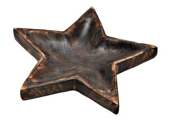 Étoile de bol décorative en bois de manguier marron (L/H/P) 25x4x25cm