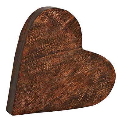 Cuore in legno di mango marrone (L/A/P) 23x22x4 cm