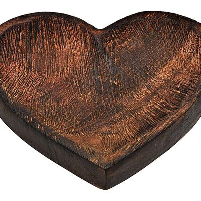 Cuenco decorativo en forma de corazón de madera de mango, marrón (an/al/pr) 20x4x19cm