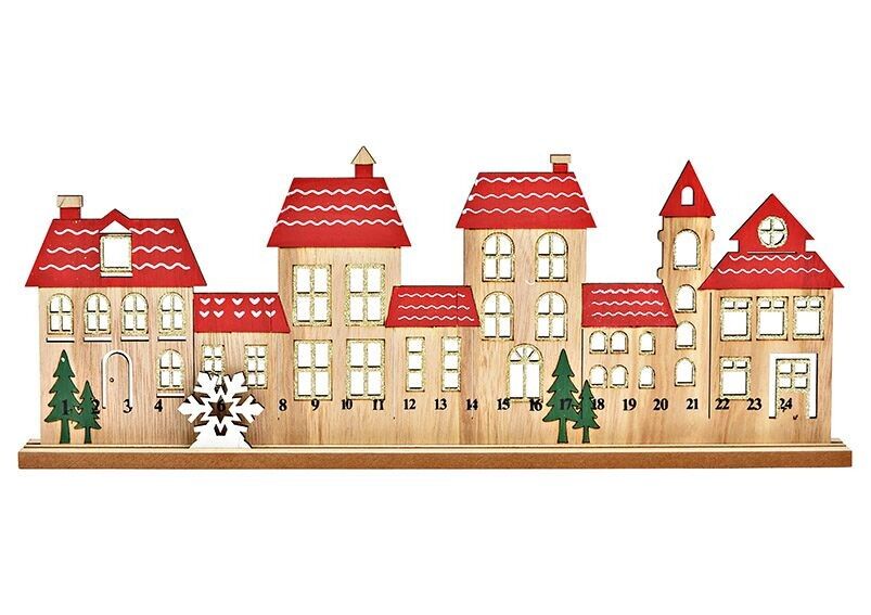 Aufsteller Häuser aus Holz bunt (B/H/T) 45x17x4cm