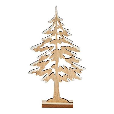 Albero di Natale con neve in legno naturale (L/A/P) 15x26x4 cm