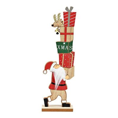 Nikolaus mit Geschenke aus Holz bunt (B/H/T) 9x30x4cm