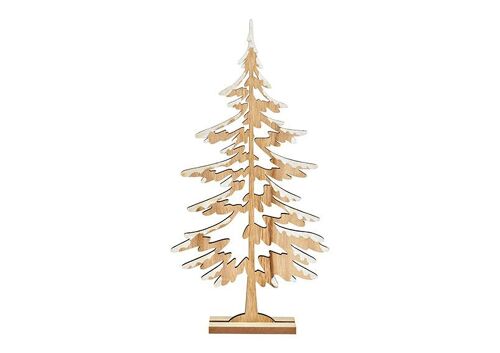 Tannenbaum mit Schnee aus Holz natur (B/H/T) 20x39x5cm