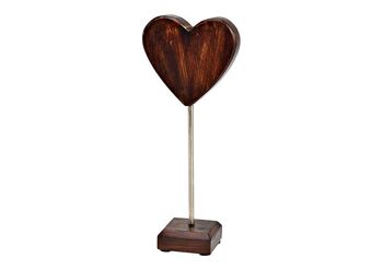 Support coeur en bois de manguier marron (L/H/P) 11x27x6cm