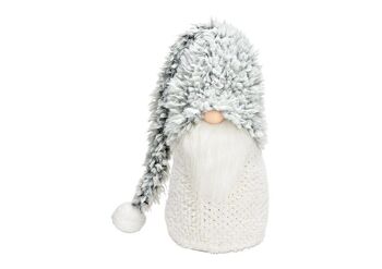 Gnome en textile blanc, gris (L/H/P) 20x35x15cm