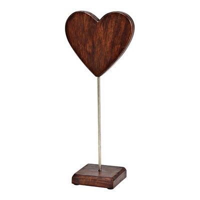 Soporte en forma de corazón de madera de mango marrón (An/Al/Pr) 15x39x10cm