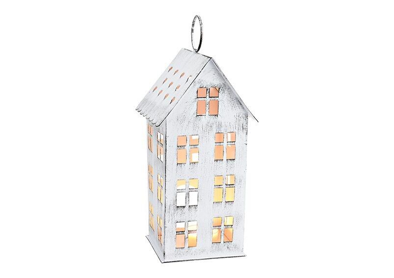 Lantern house made of metal white (W/H/D) 13x31x13cm