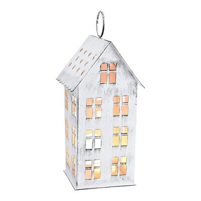 Casa farol de metal blanco (An/Al/Pr) 13x31x13cm