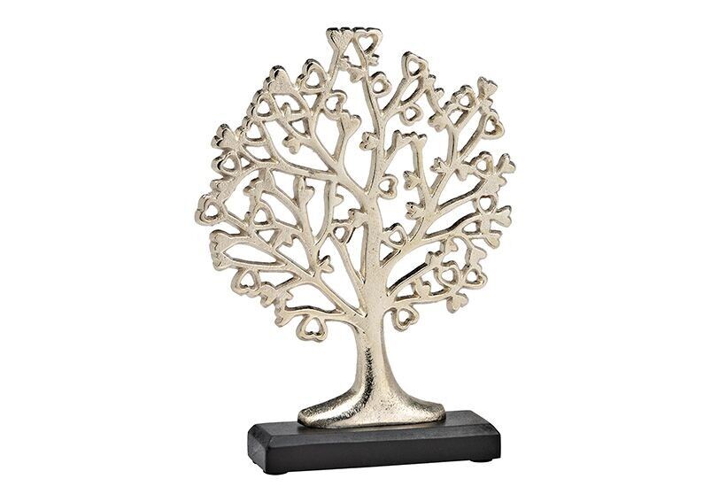Stand tree on mango wood base made of metal silver (W/H/D) 20x27x5cm