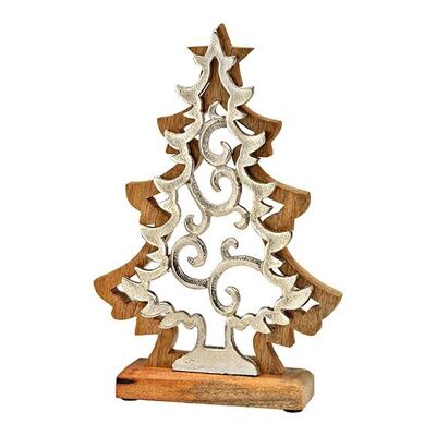 Supporto per albero di Natale in metallo, legno di mango argento (L/A/P) 20x30x5 cm