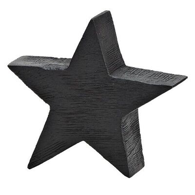 Estrella de madera de mango negra (An/Al/Pr) 19x19x4cm