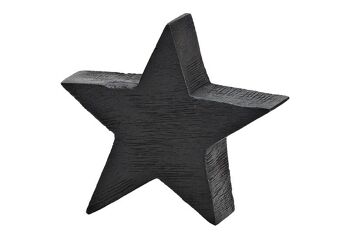 Étoile en bois de manguier noir (L/H/P) 19x19x4cm