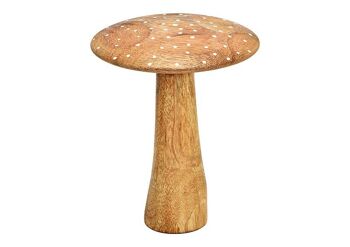 Champignon en bois de manguier naturel (L/H/P) 12x16x12cm