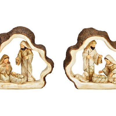 Presepe in poliestere marrone, 2 volte, (L/A/P) 21x17x6 cm