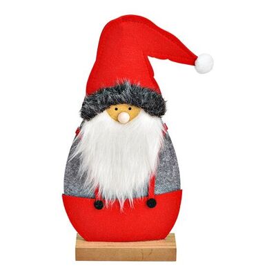 Babbo Natale su base in legno di feltro rosso (L/A/P) 16x34x5 cm