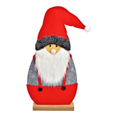 Babbo Natale su base in legno di feltro rosso (L/A/P) 25x50x6 cm