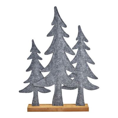 Alberi di Natale su base in legno di feltro grigio (L/A/P) 40x51x6 cm
