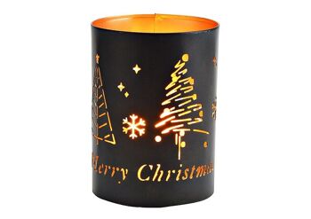 Lanterne décorative pour sapin de Noël, Joyeux Noël, en métal noir (L/H/P) 10x14x10cm