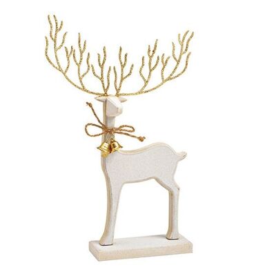 Supporto per cervi in ​​legno oro, bianco (L/A/P) 17x28x4 cm